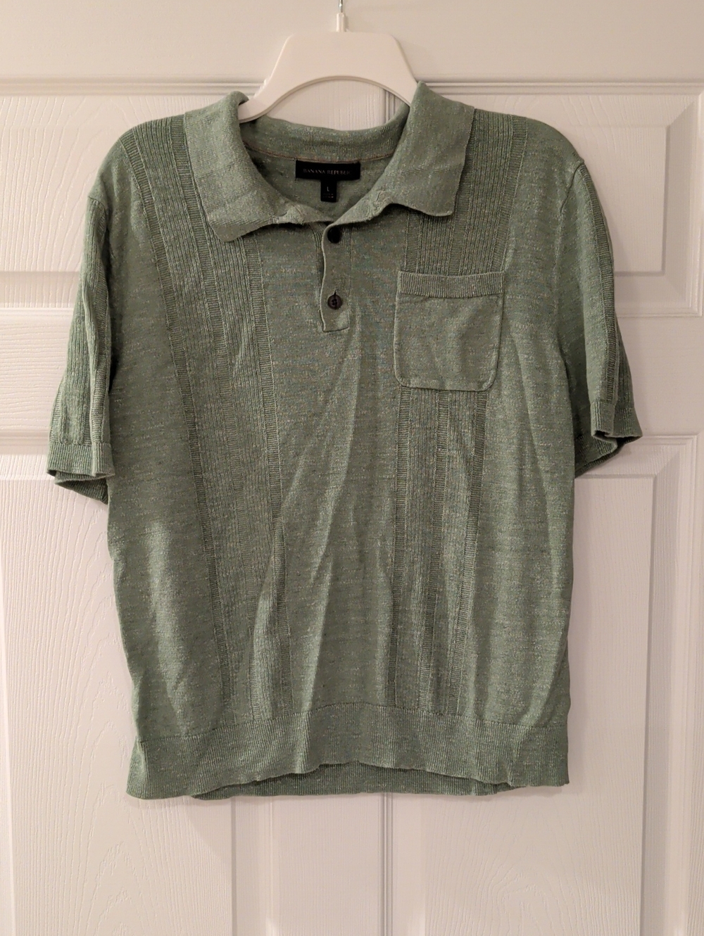 Banana Republic Cotton Linen Sage Green Knit Polo